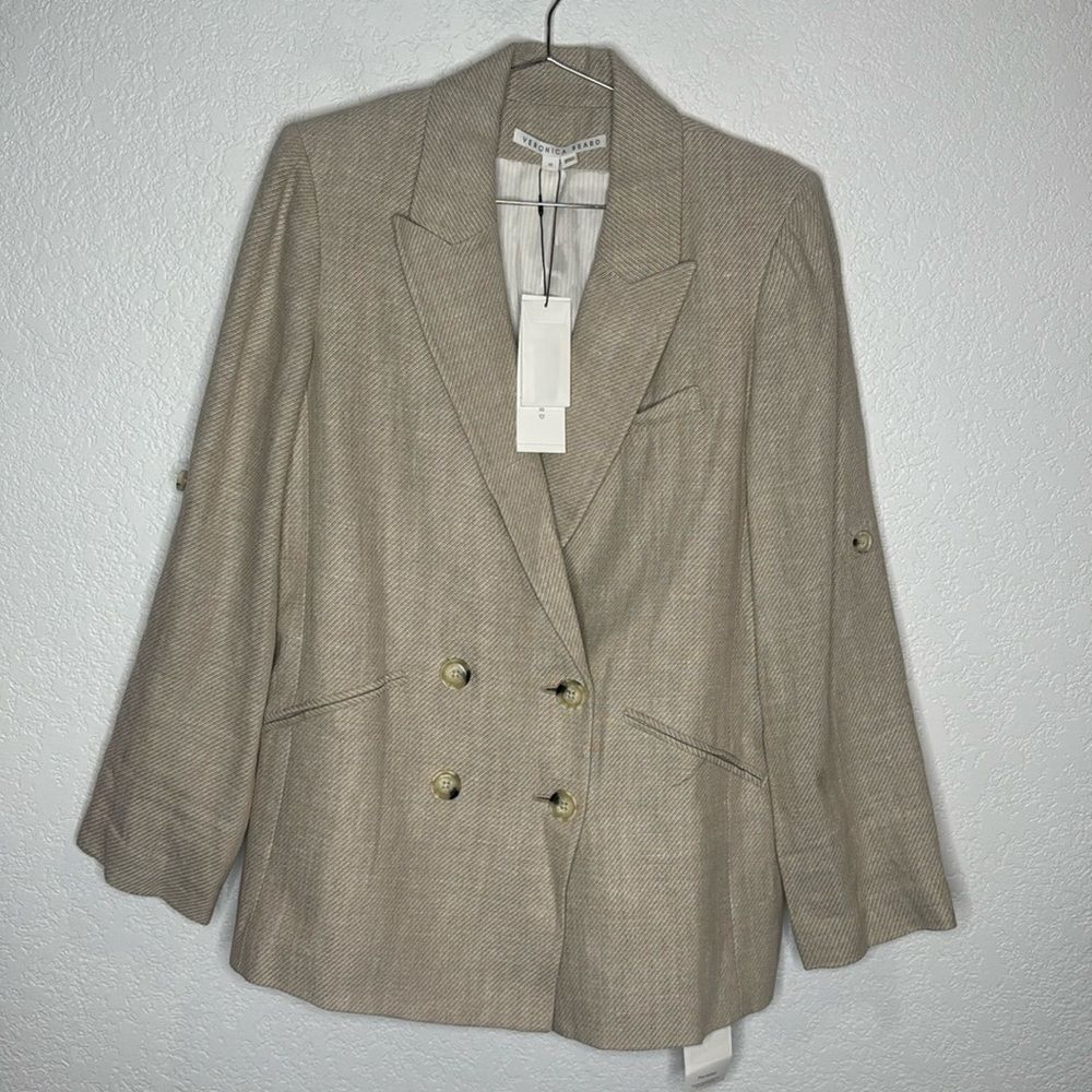 NWT Veronica Beard PARINETI DICKEY Linen
JACKET Color STONE Size 10 Tan - Picture 2 of 15